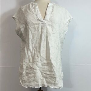 Women's White Pure Linen Top Size 10